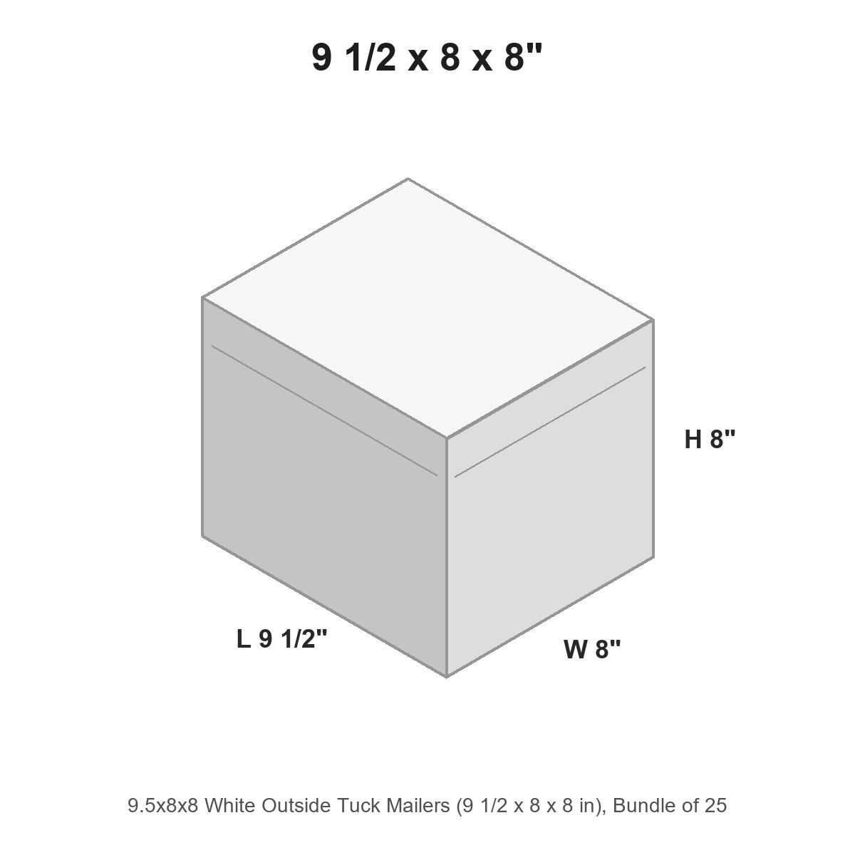 9.5x8x8 White Outside Tuck Mailers