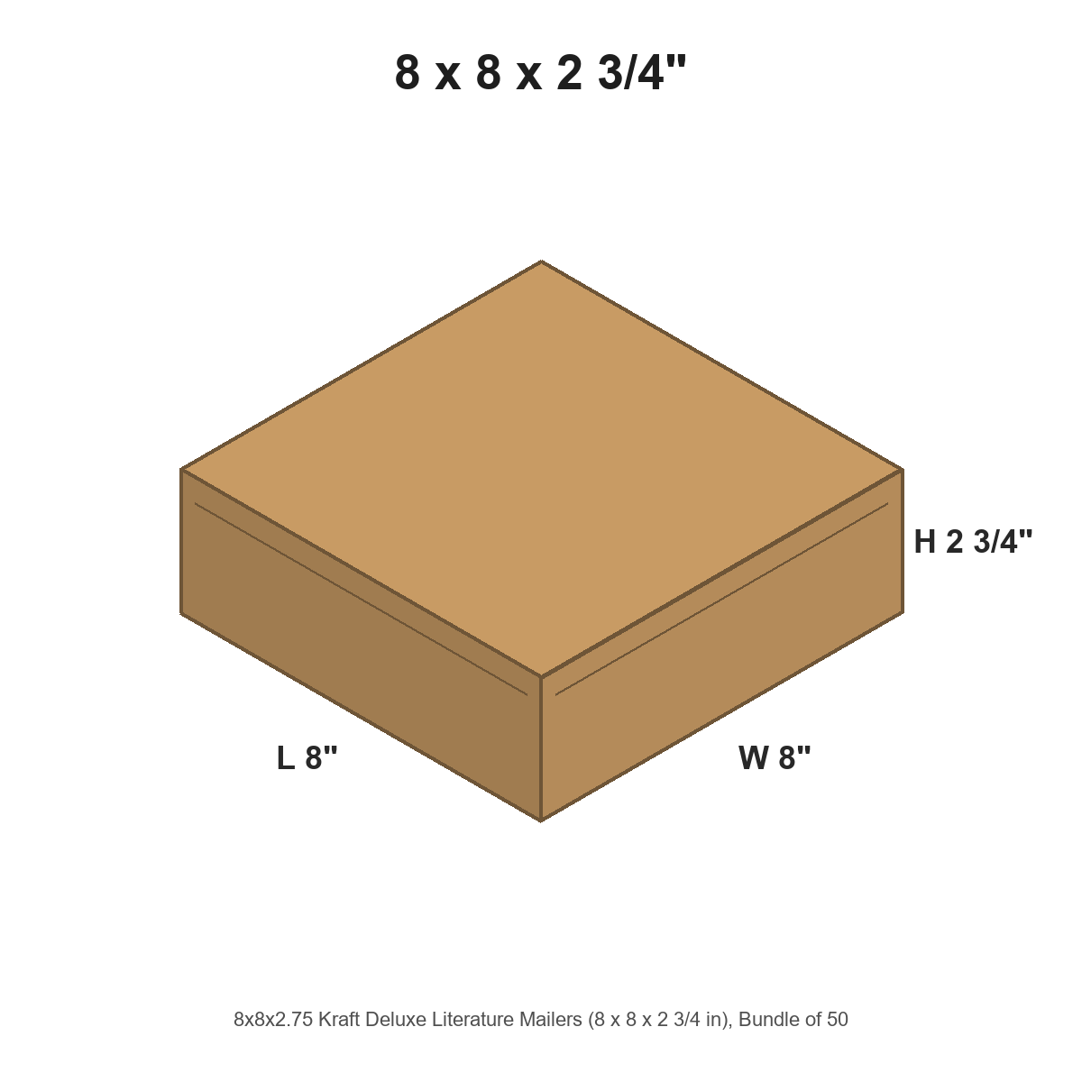 8x8x2.75 Kraft Deluxe Literature Mailers