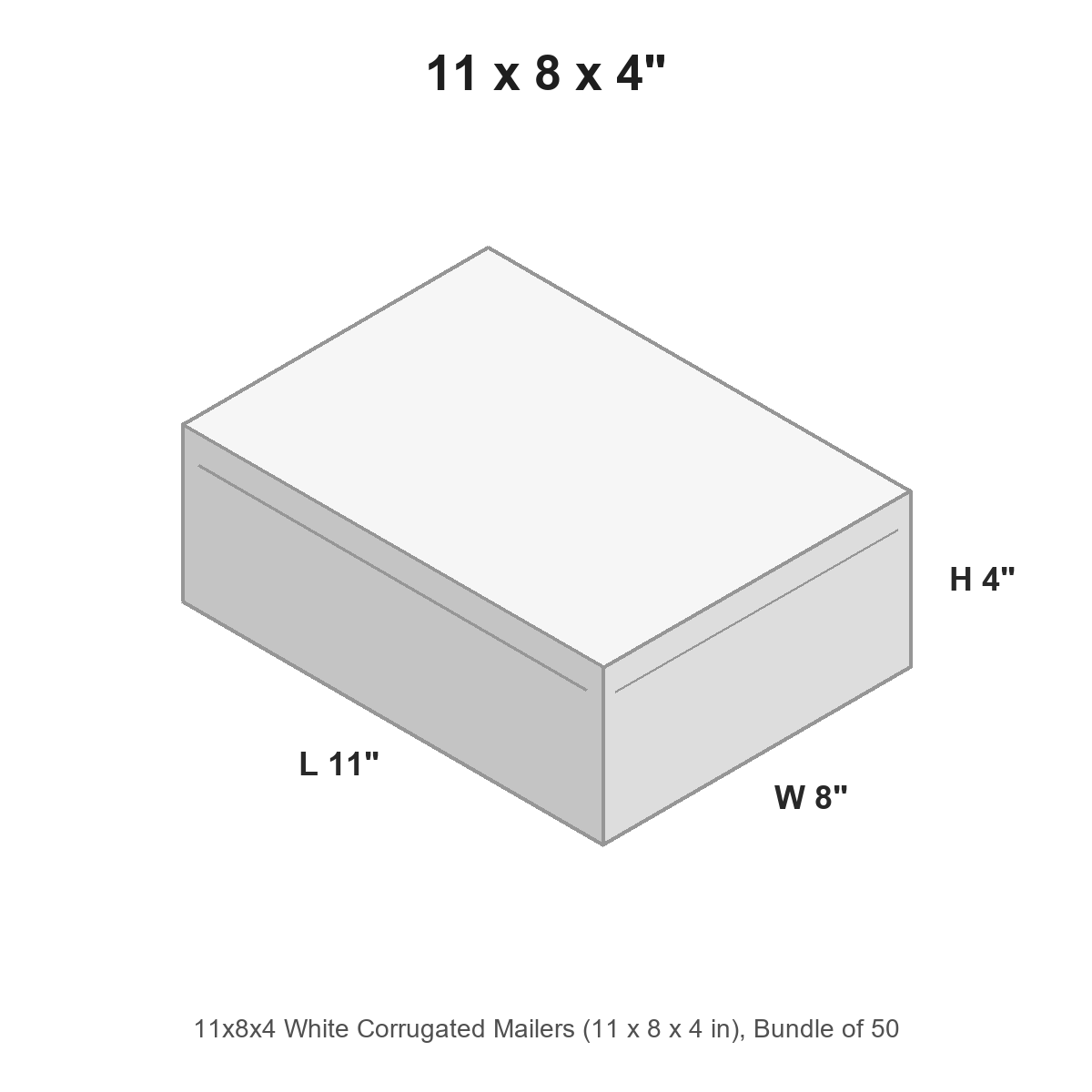 11x8x4 White Corrugated Mailers