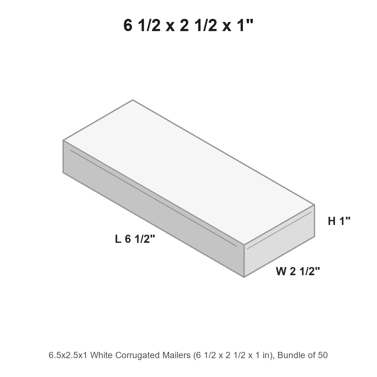 6.5x2.5x1 White Corrugated Mailers
