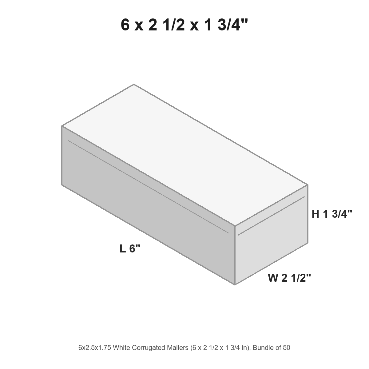 6x2.5x1.75 White Corrugated Mailers