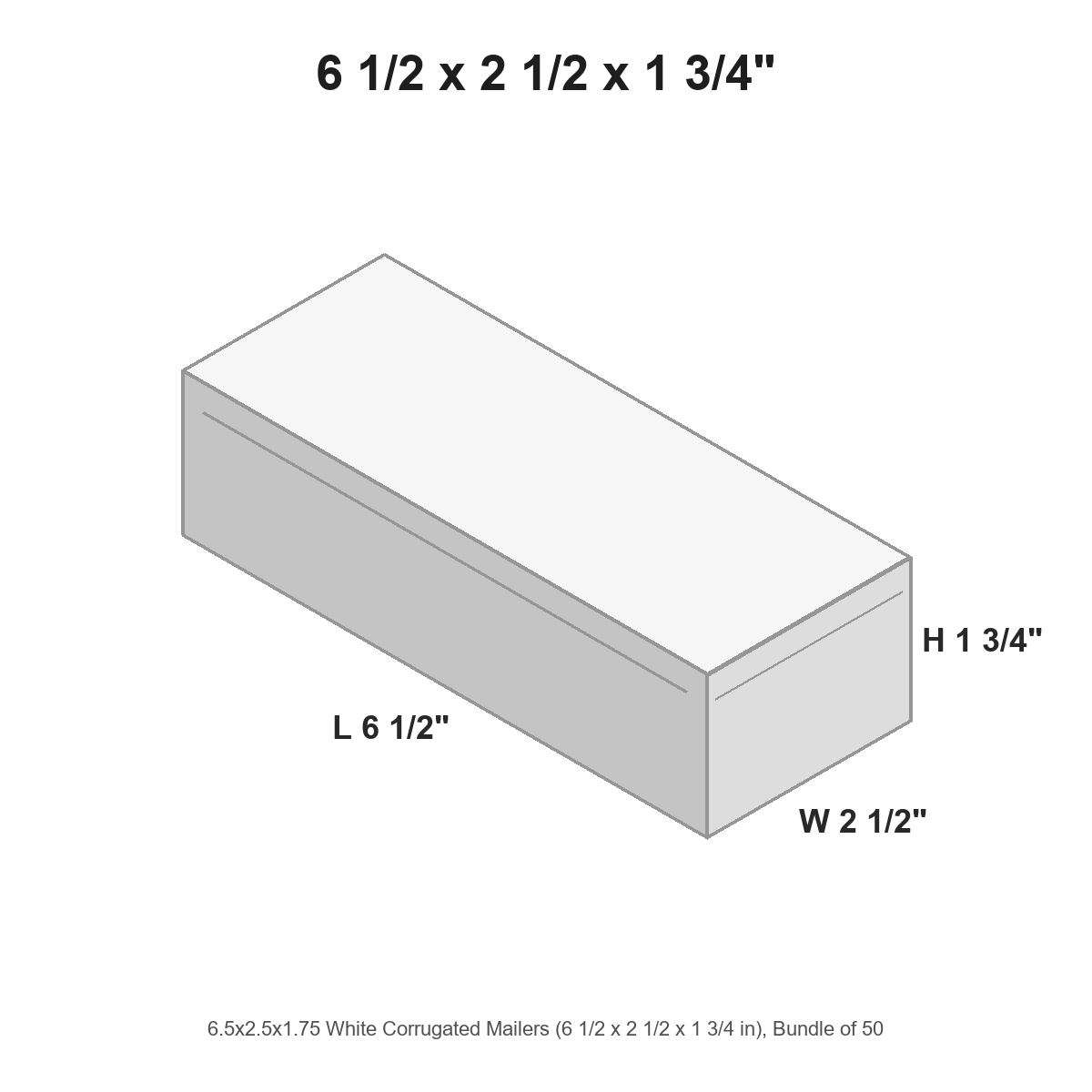 6.5x2.5x1.75 White Corrugated Mailers