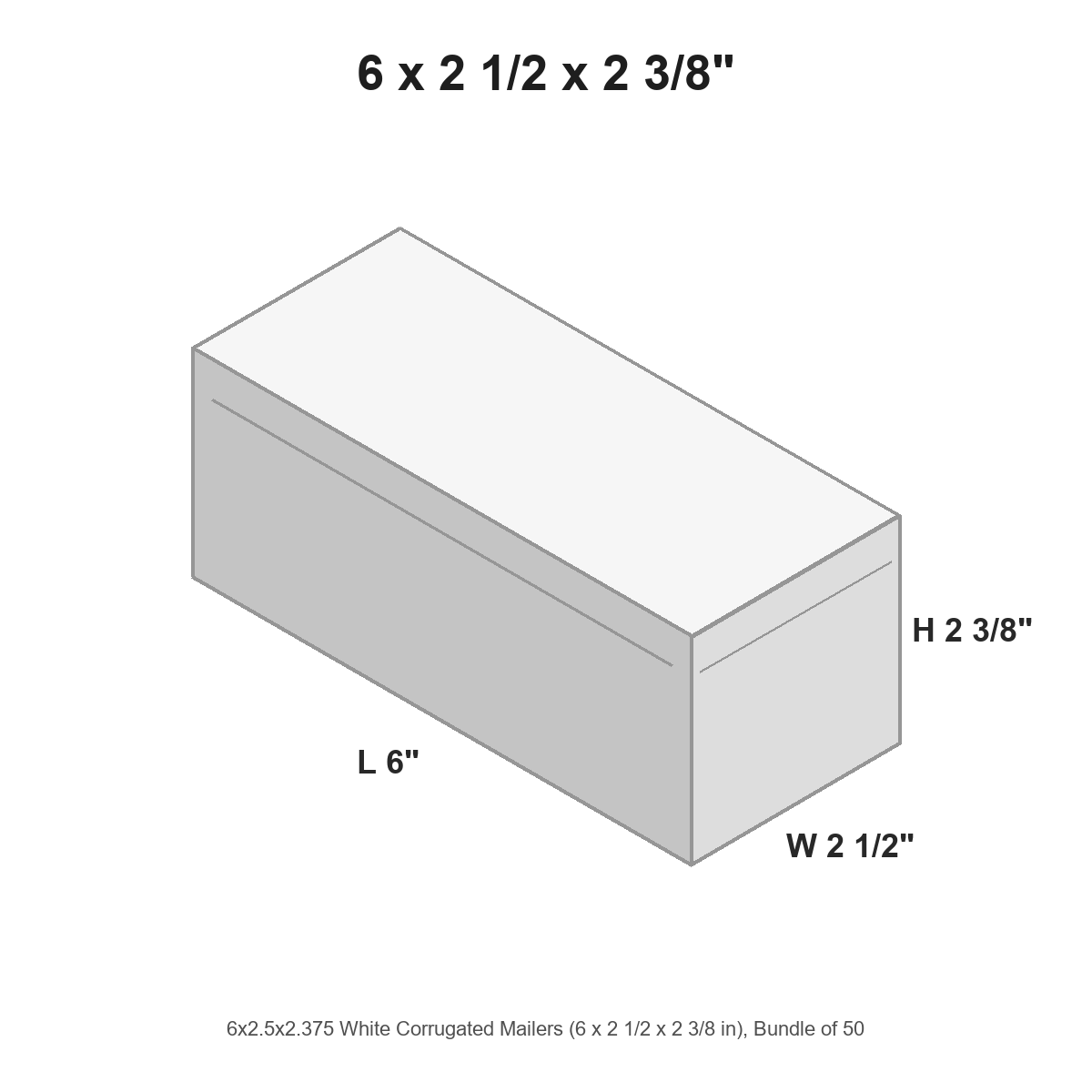 6x2.5x2.375 White Corrugated Mailers
