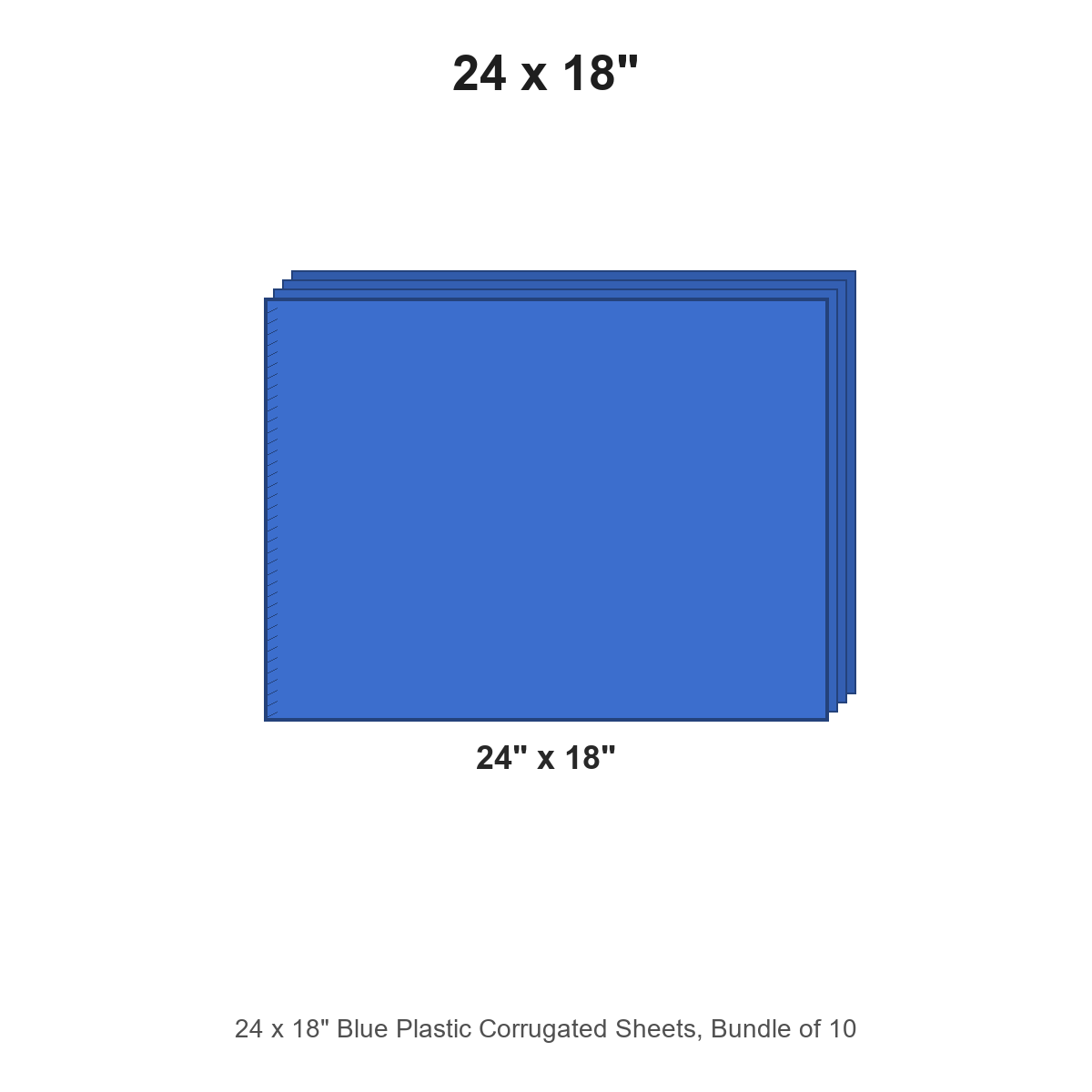 24 x 18" Blue Plastic Corrugated Sheets, Bundle of 10