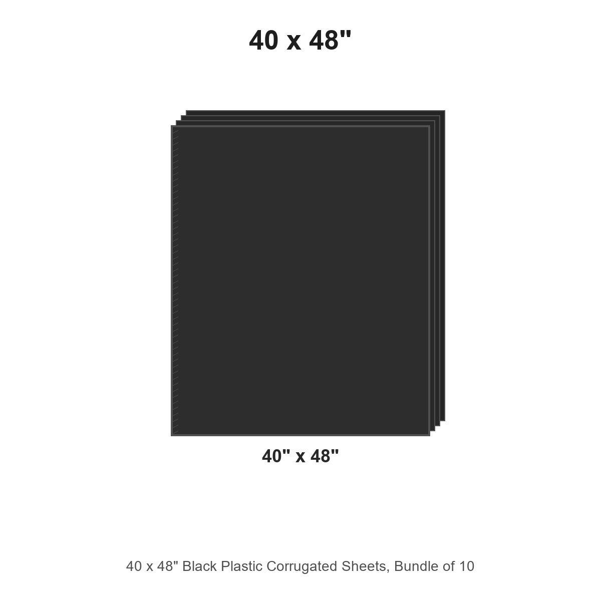 40 x 48" Black Plastic Corrugated Sheets, Bundle of 10