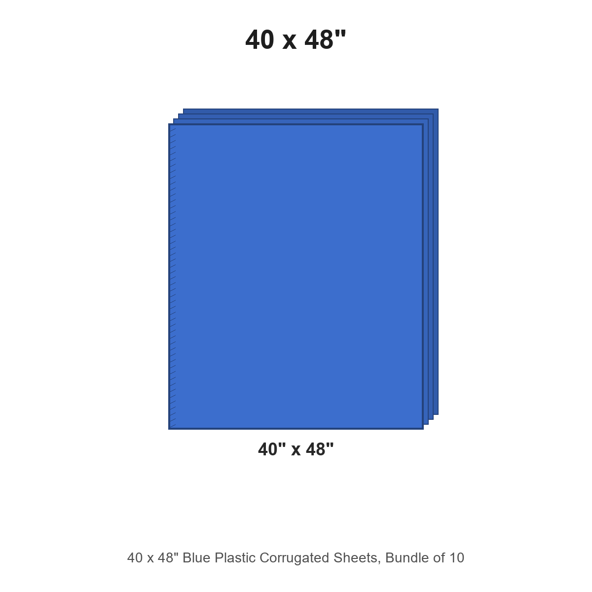 40 x 48" Blue Plastic Corrugated Sheets, Bundle of 10