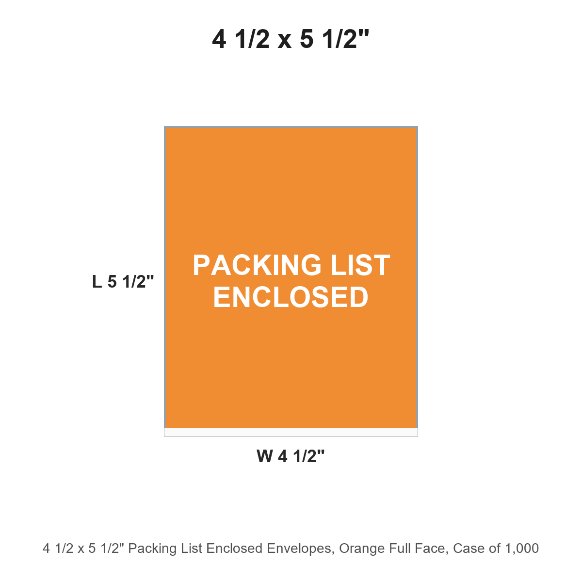 4 1/2 x 5 1/2" Packing List Enclosed Envelopes, Orange Full Face