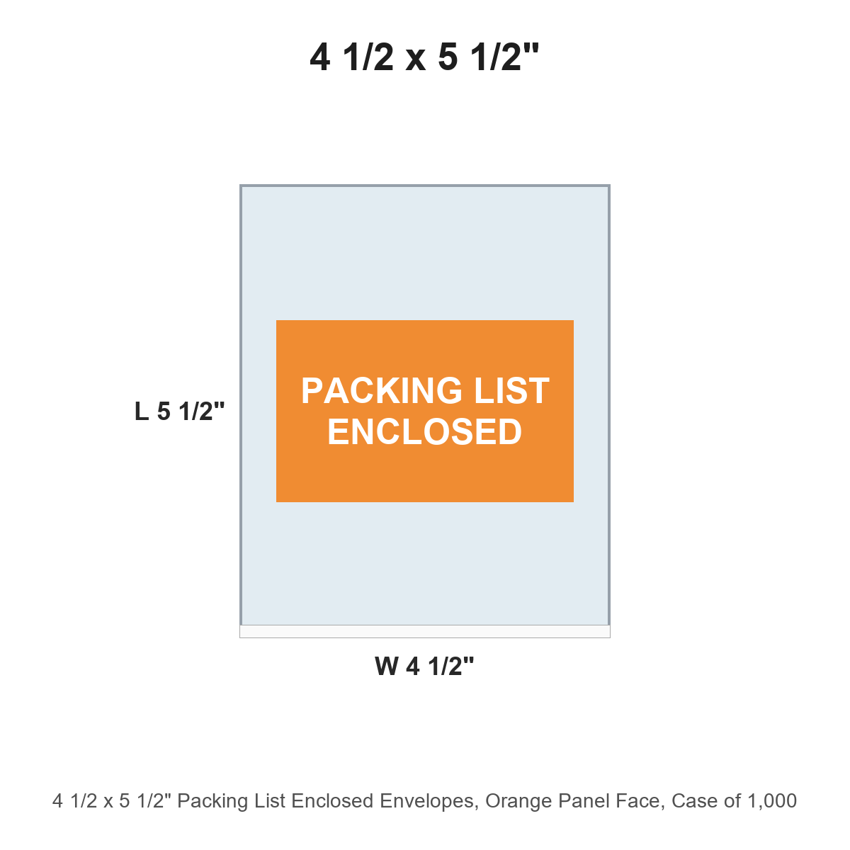 4 1/2 x 5 1/2" Packing List Enclosed Envelopes, Orange Panel Face