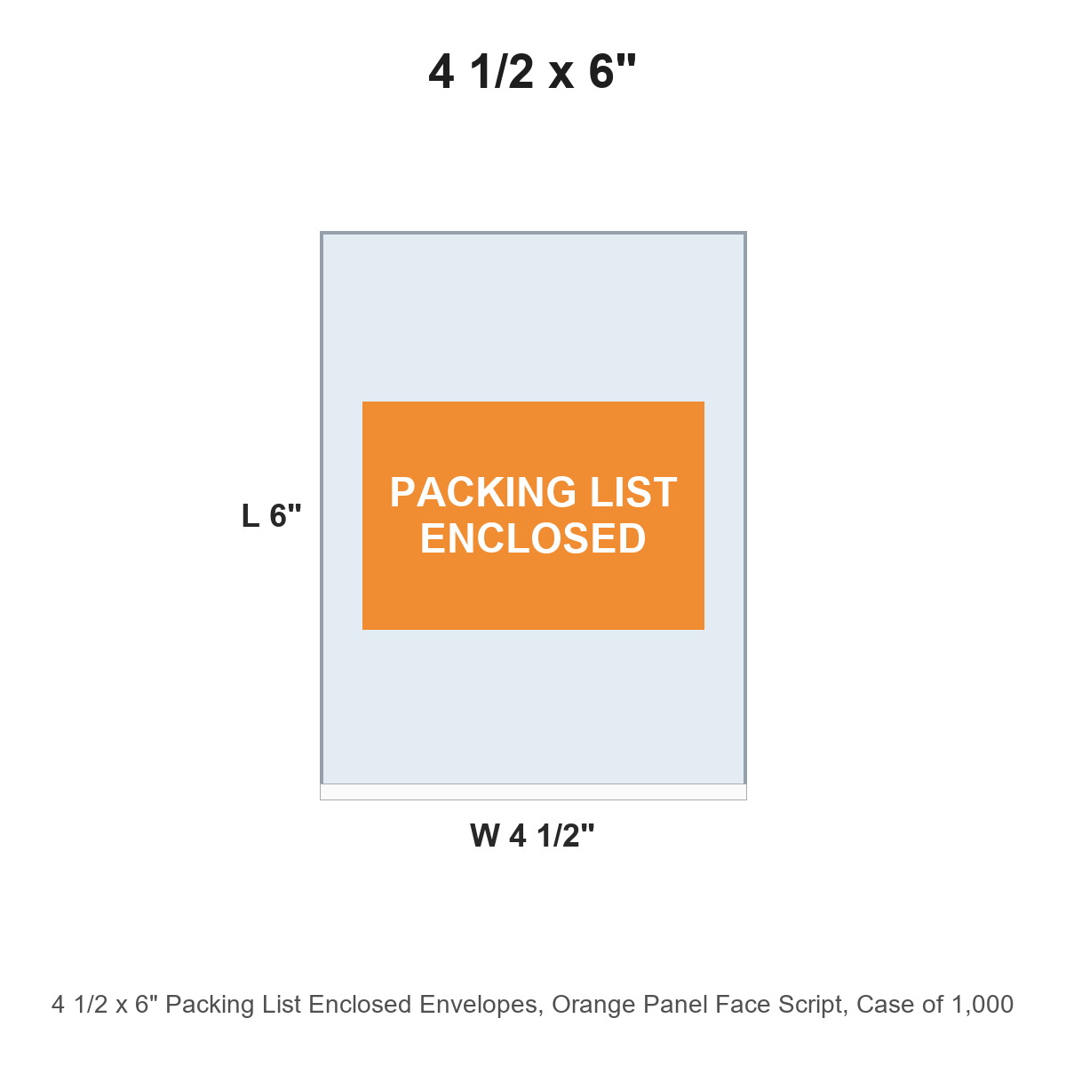 4 1/2 x 6" Packing List Enclosed Envelopes, Orange Panel Face Script