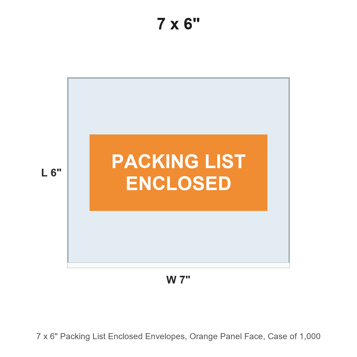 7 x 6" Packing List Enclosed Envelopes, Orange Panel Face