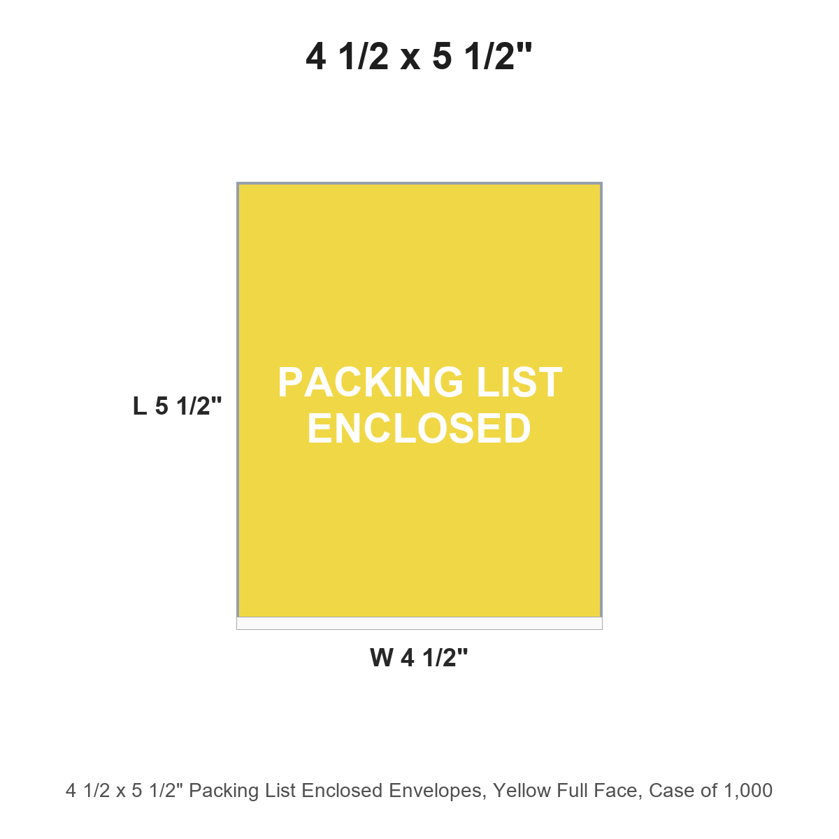 4 1/2 x 5 1/2" Packing List Enclosed Envelopes, Yellow Full Face