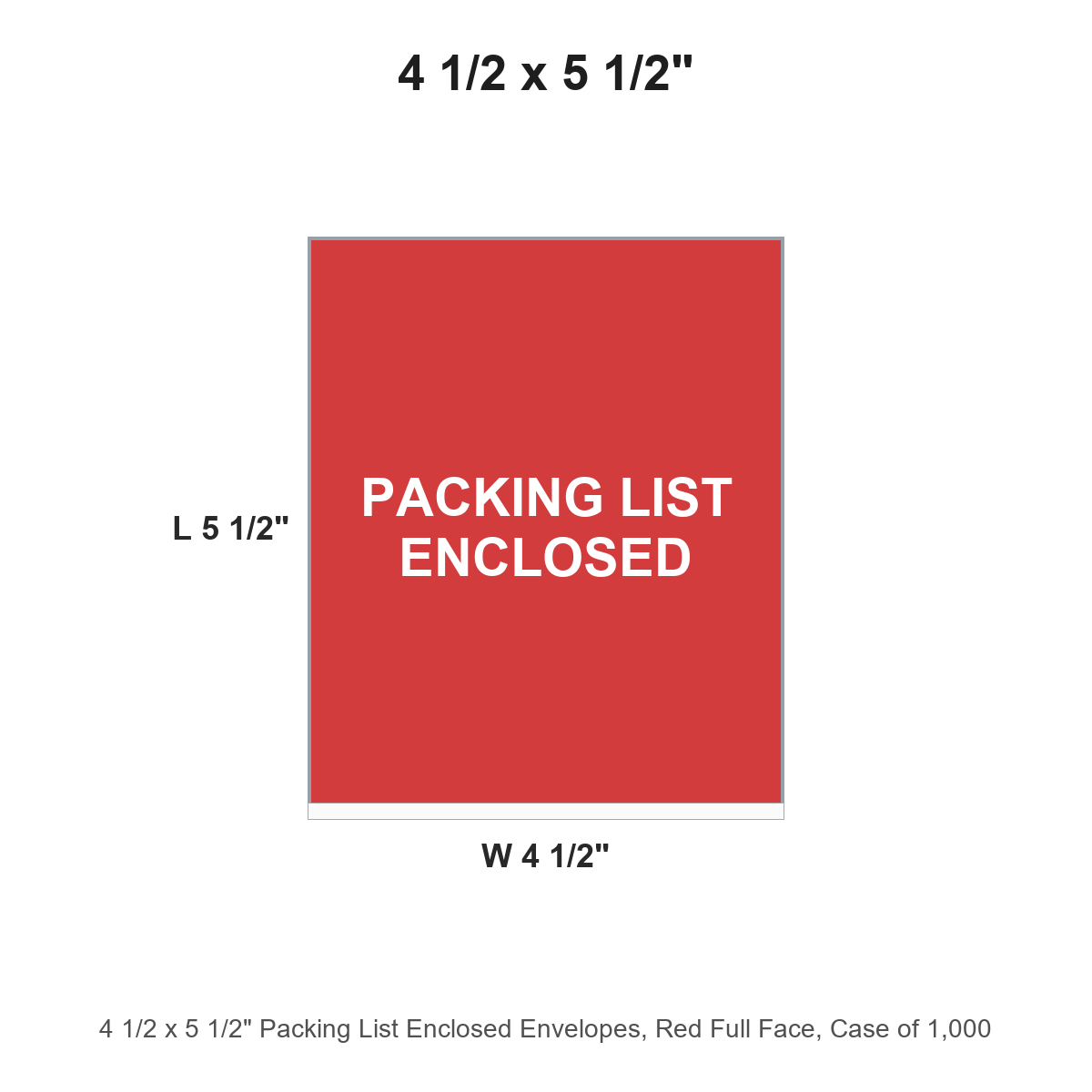 4 1/2 x 5 1/2" Packing List Enclosed Envelopes, Red Full Face