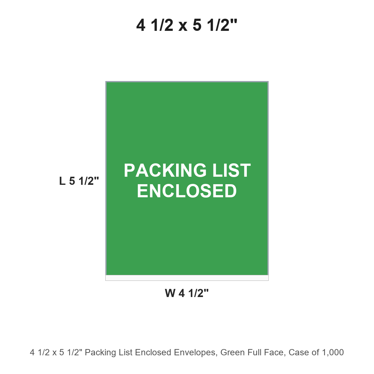 4 1/2 x 5 1/2" Packing List Enclosed Envelopes, Green Full Face