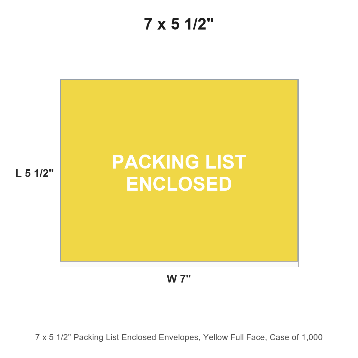 7 x 5 1/2" Packing List Enclosed Envelopes, Yellow Full Face