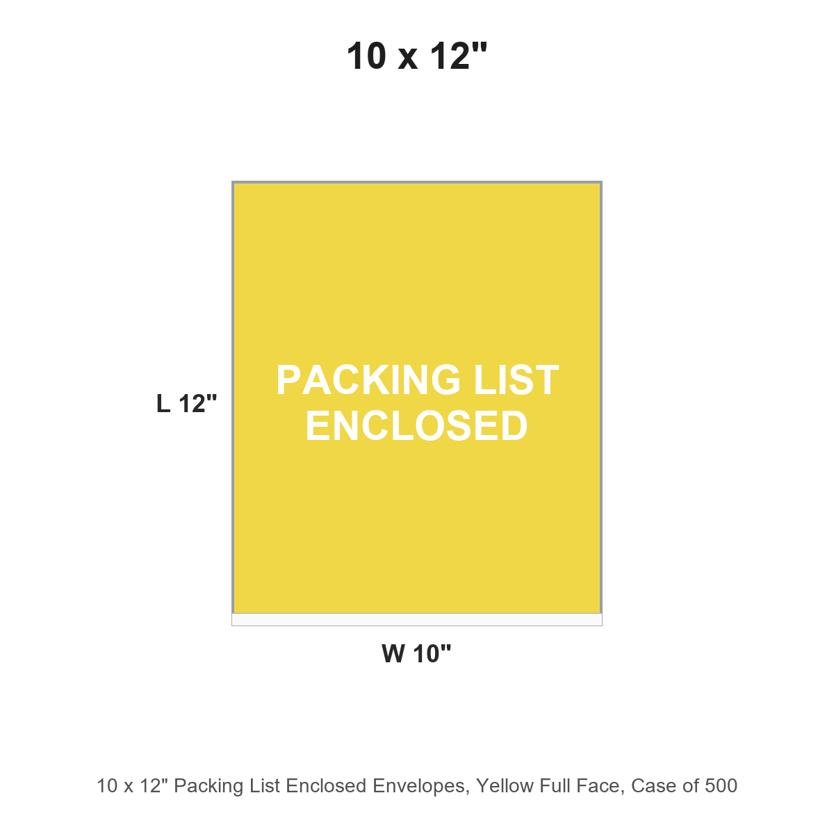 10 x 12" Packing List Enclosed Envelopes, Yellow Full Face