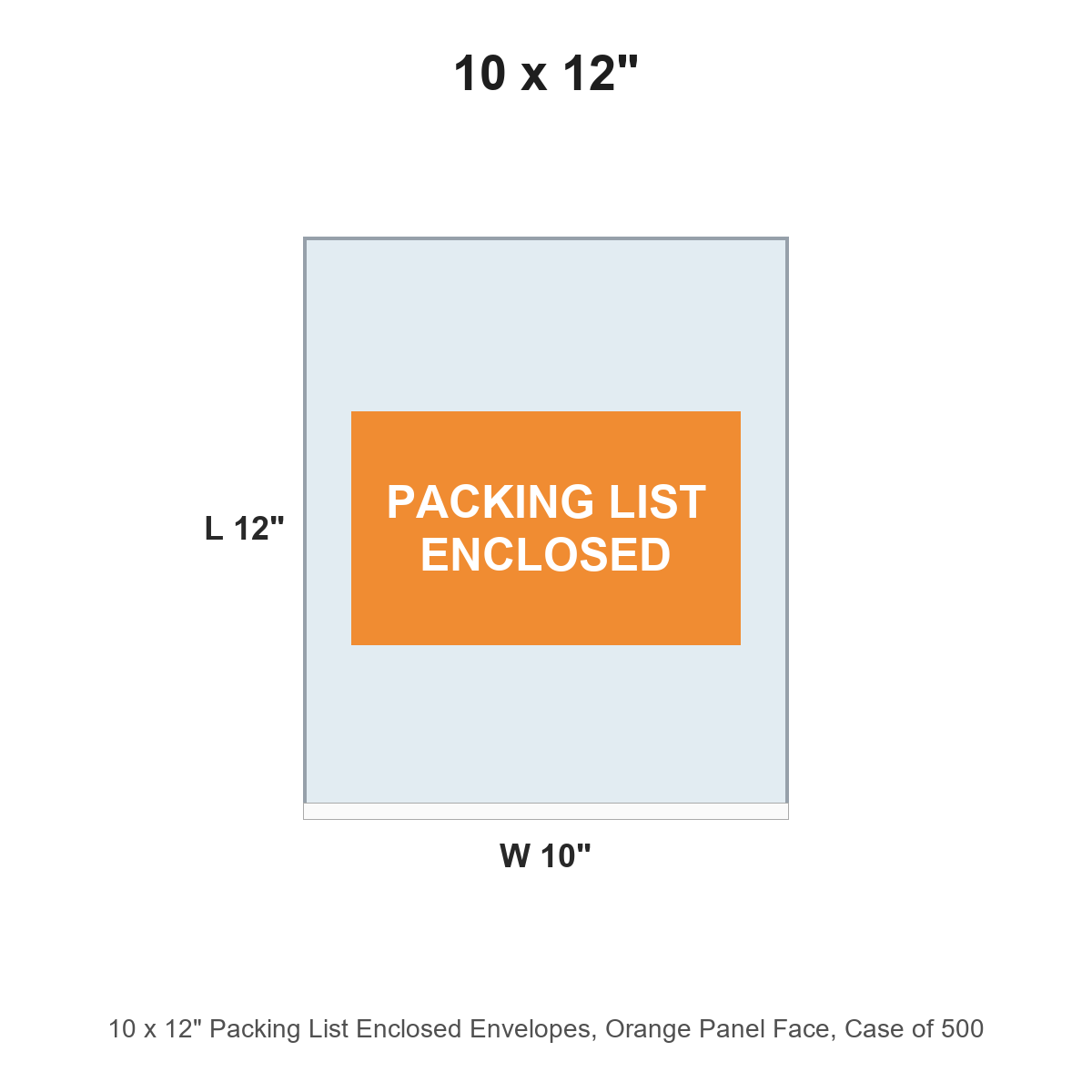 10 x 12" Packing List Enclosed Envelopes, Orange Panel Face