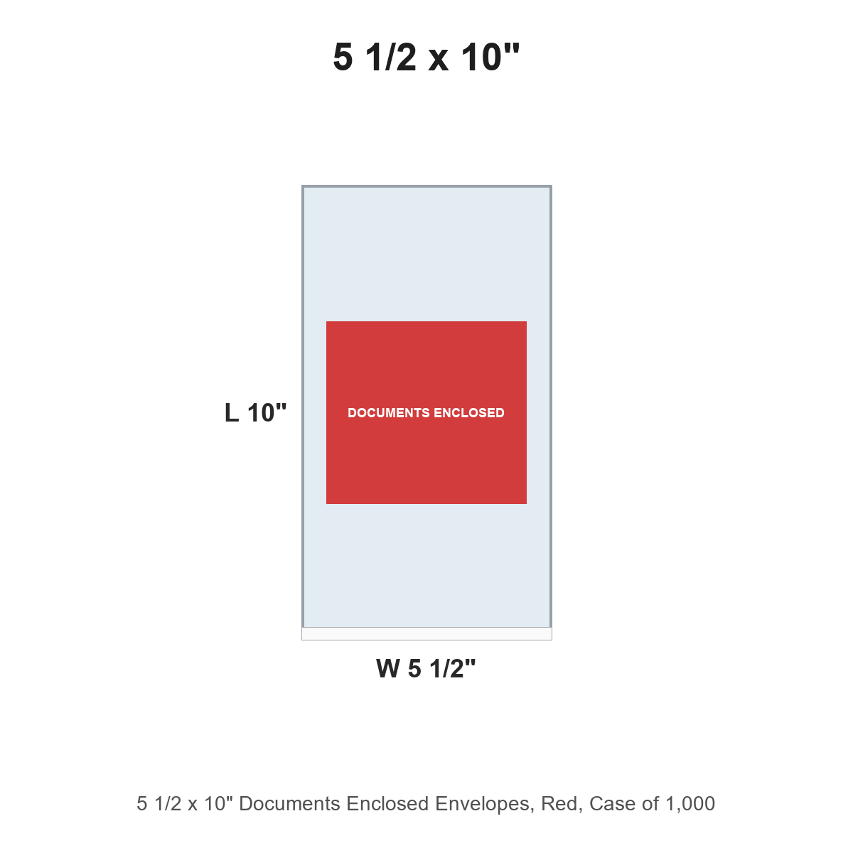 5 1/2 x 10" Documents Enclosed Envelopes, Red