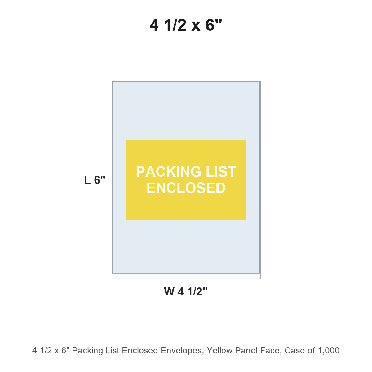 4 1/2 x 6" Packing List Enclosed Envelopes, Yellow Panel Face