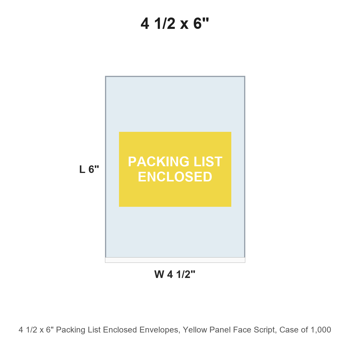 4 1/2 x 6" Packing List Enclosed Envelopes, Yellow Panel Face Script