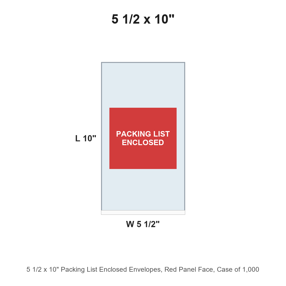5 1/2 x 10" Packing List Enclosed Envelopes, Red Panel Face
