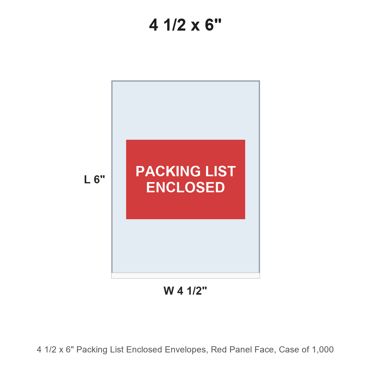 4 1/2 x 6" Packing List Enclosed Envelopes, Red Panel Face