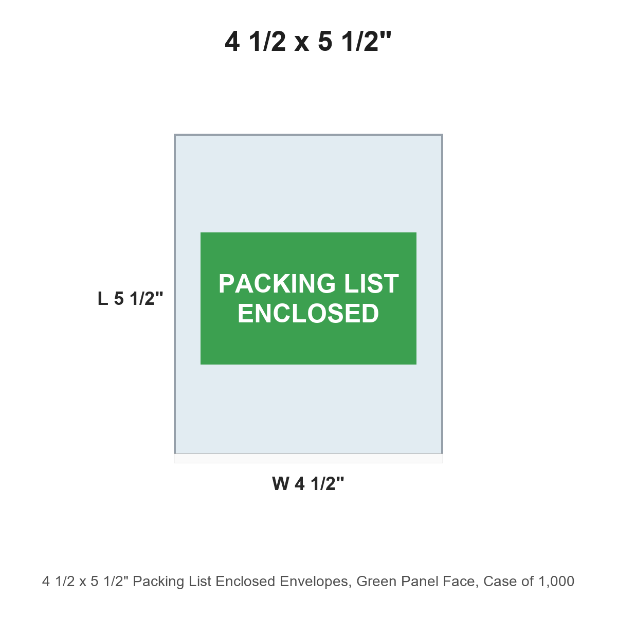 4 1/2 x 5 1/2" Packing List Enclosed Envelopes, Green Panel Face