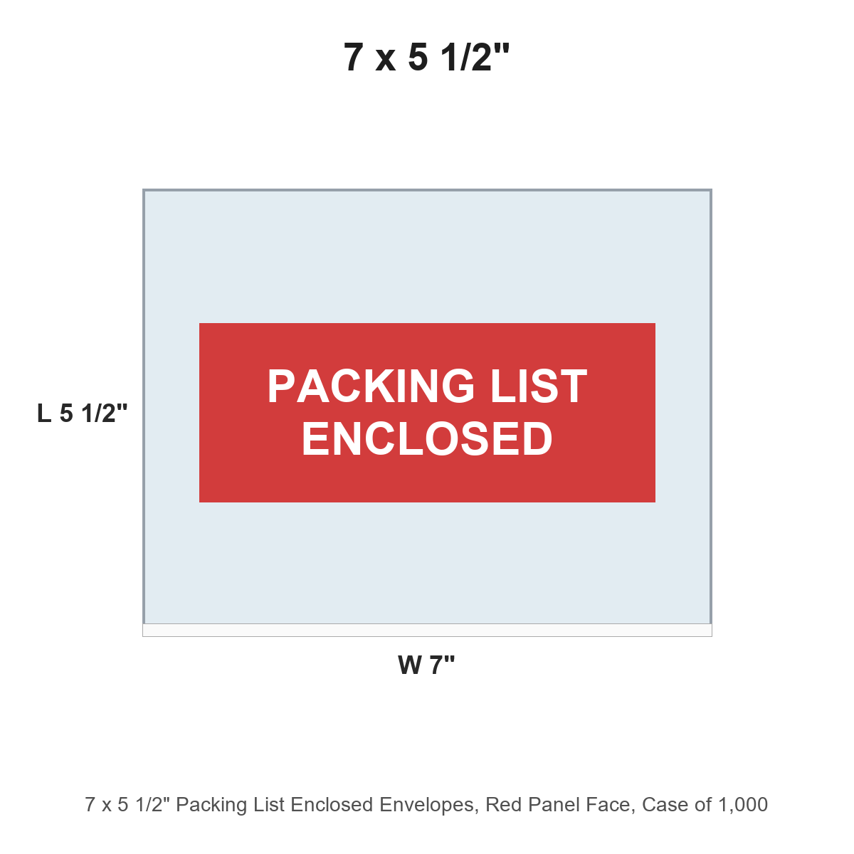 7 x 5 1/2" Packing List Enclosed Envelopes, Red Panel Face