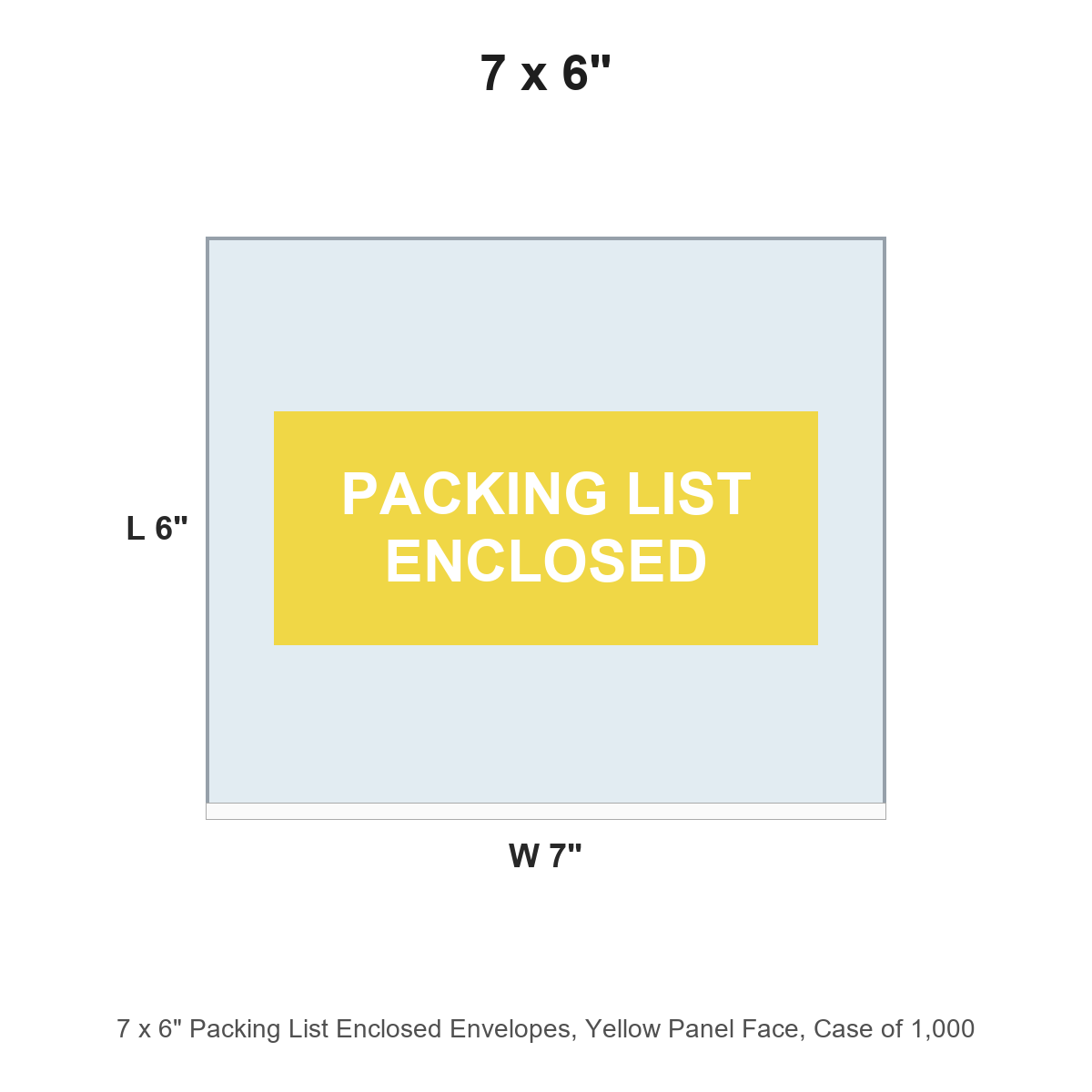 7 x 6" Packing List Enclosed Envelopes, Yellow Panel Face