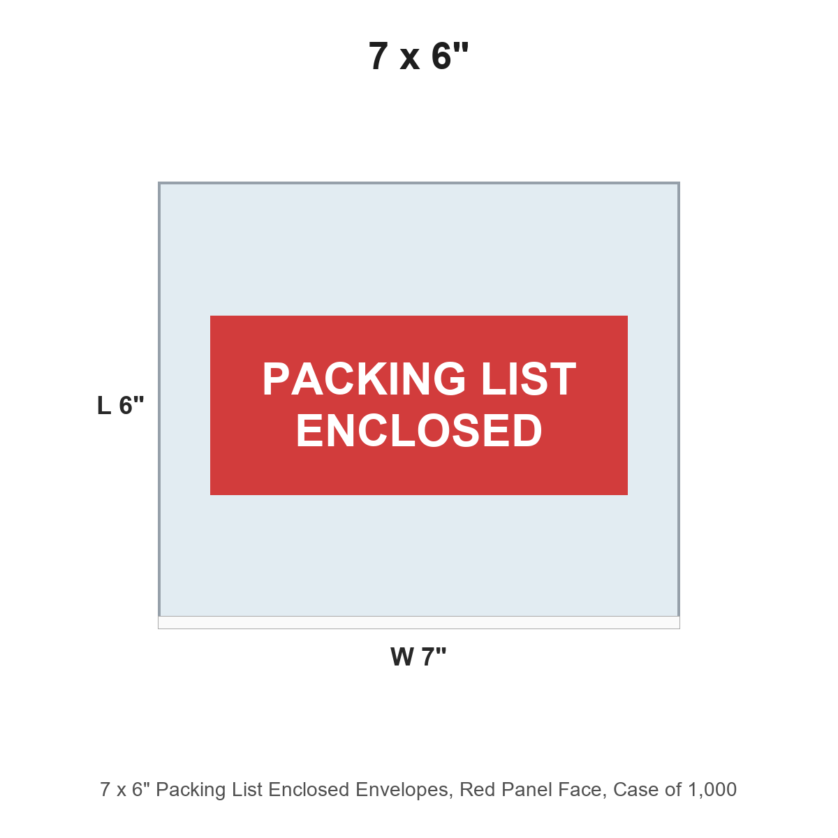 7 x 6" Packing List Enclosed Envelopes, Red Panel Face