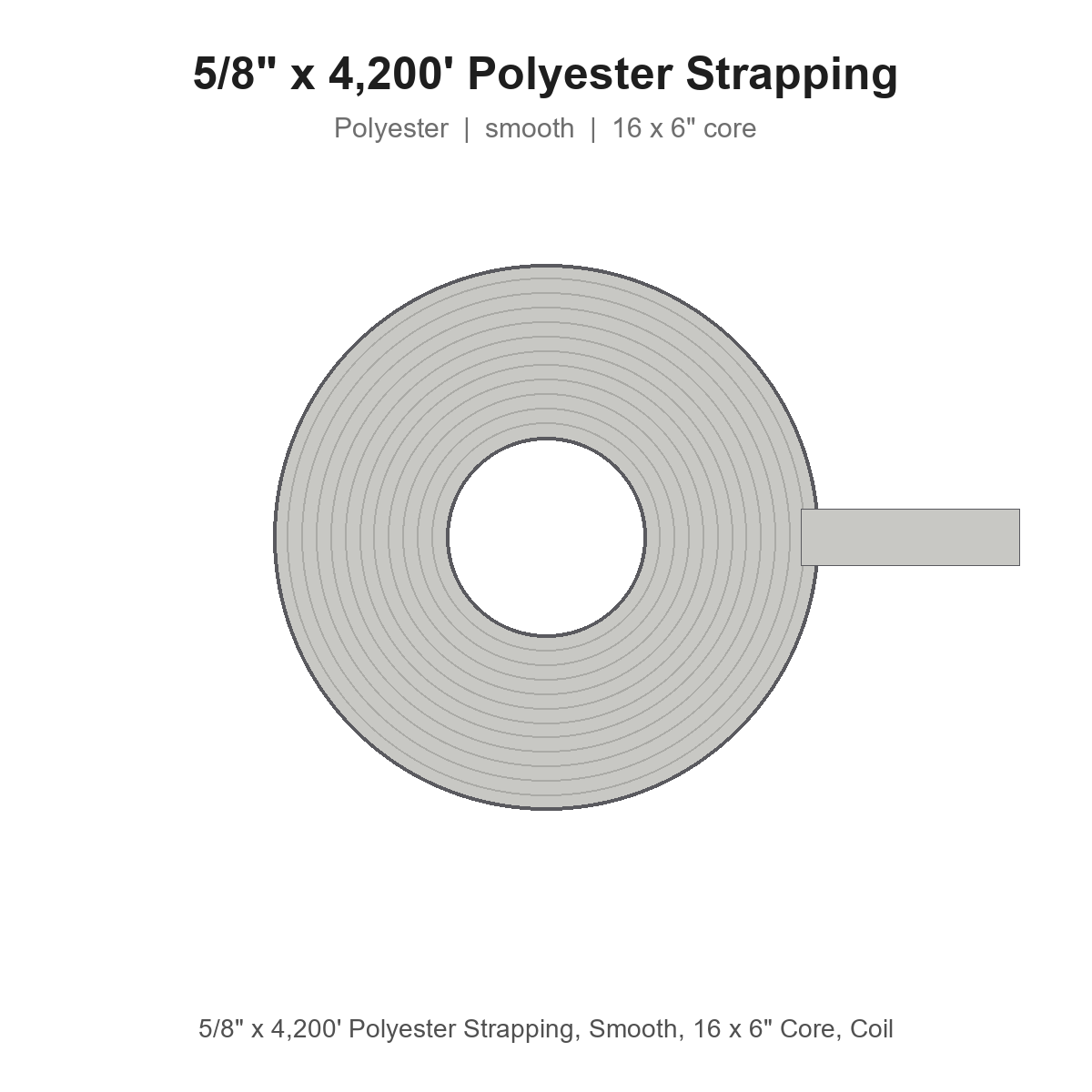 5/8" x 4,200' Polyester Strapping, Smooth, 16 x 6" Core, Coil