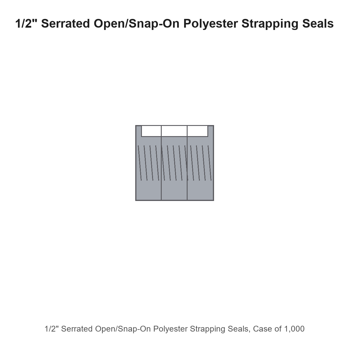 1/2" Serrated Open/Snap-On Polyester Strapping Seals, Case of 1,000