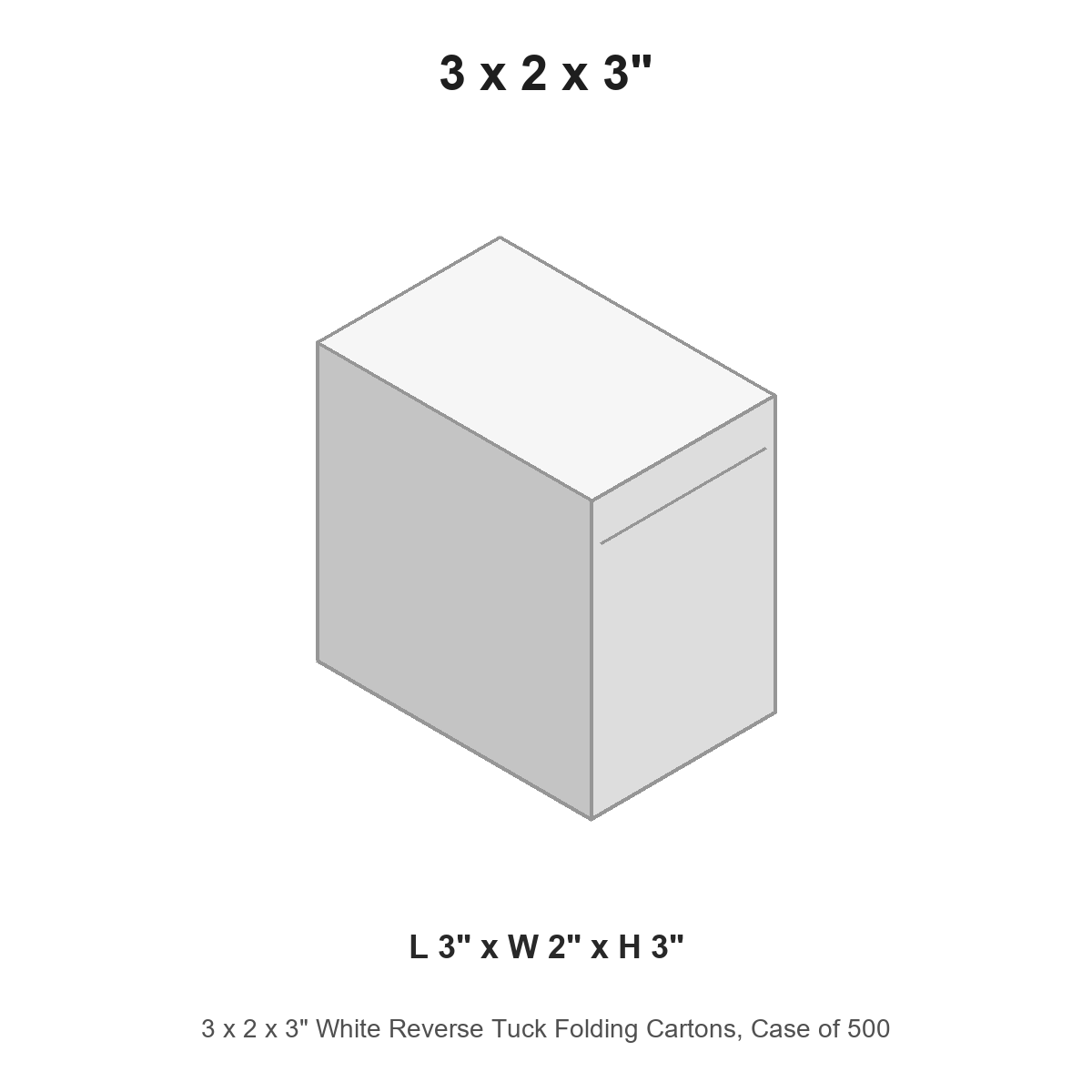 3 x 2 x 3" White Reverse Tuck Folding Cartons, Case of 500