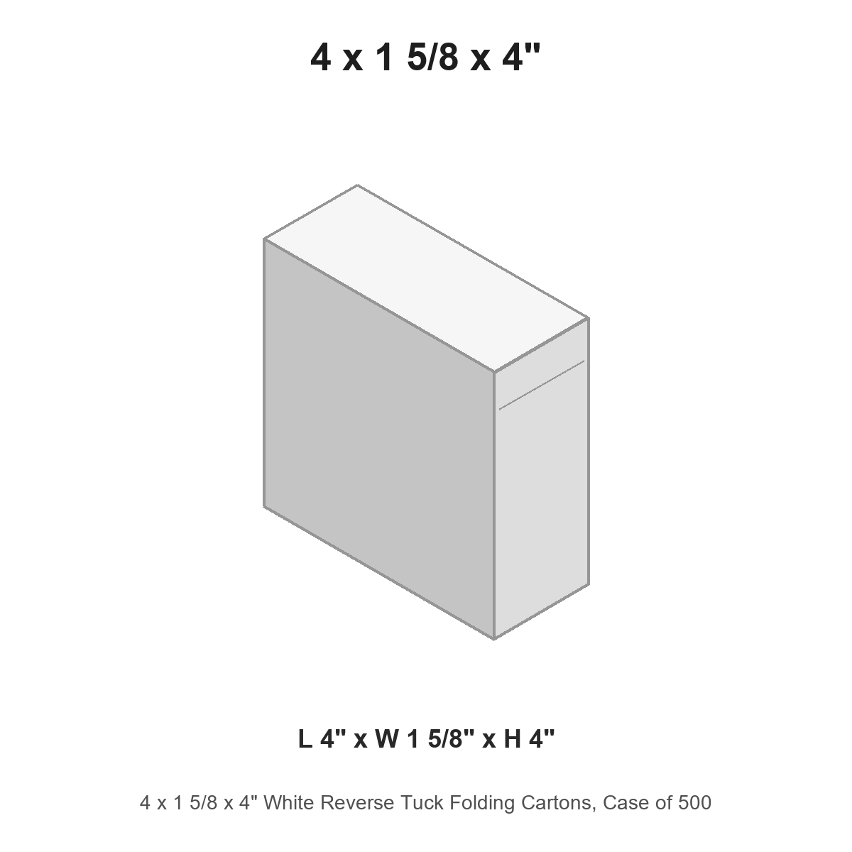 4 x 1 5/8 x 4" White Reverse Tuck Folding Cartons, Case of 500