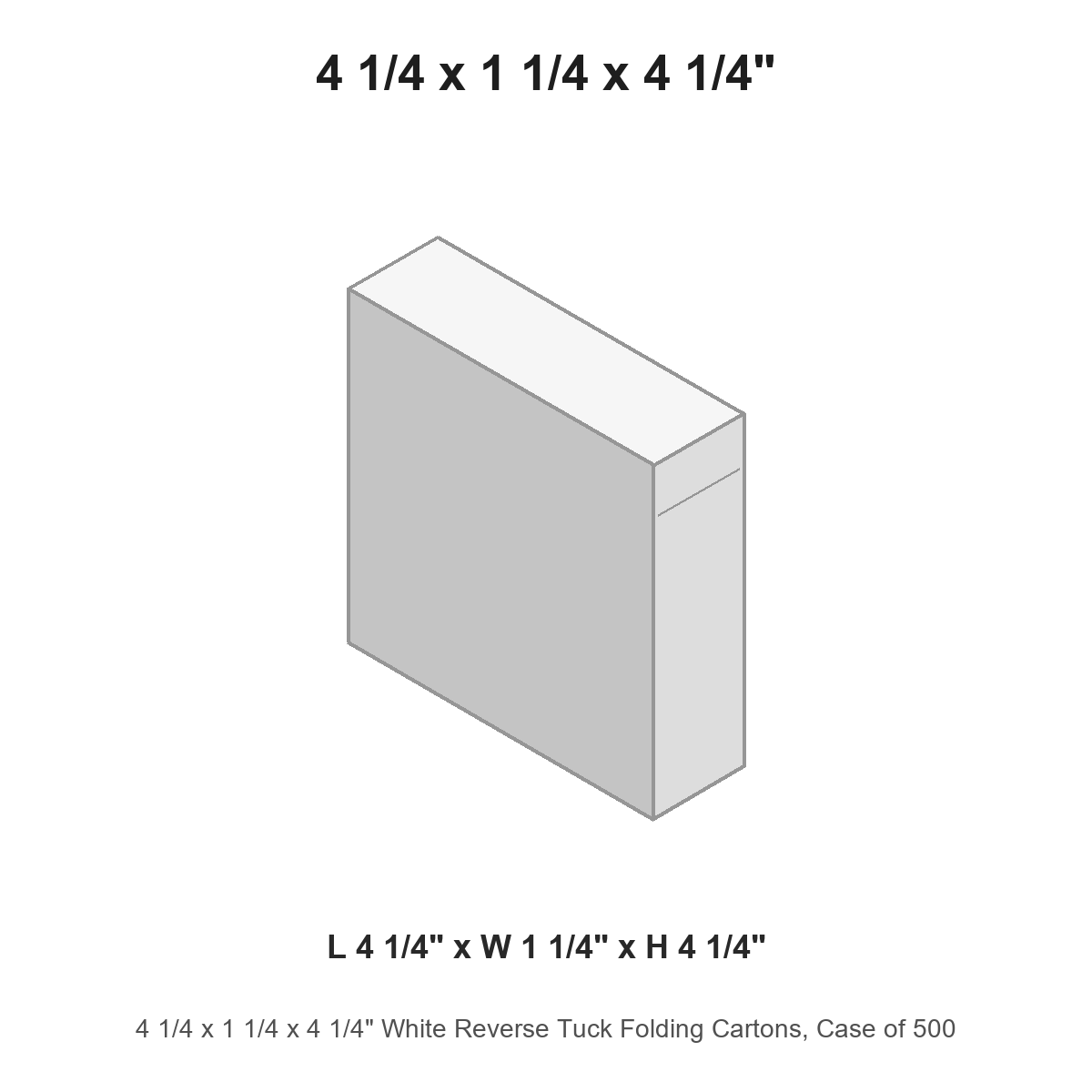 4 1/4 x 1 1/4 x 4 1/4" White Reverse Tuck Folding Cartons, Case of 500
