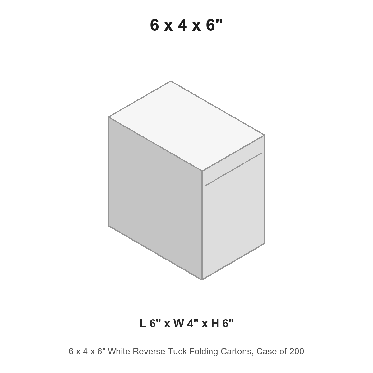6 x 4 x 6" White Reverse Tuck Folding Cartons, Case of 200