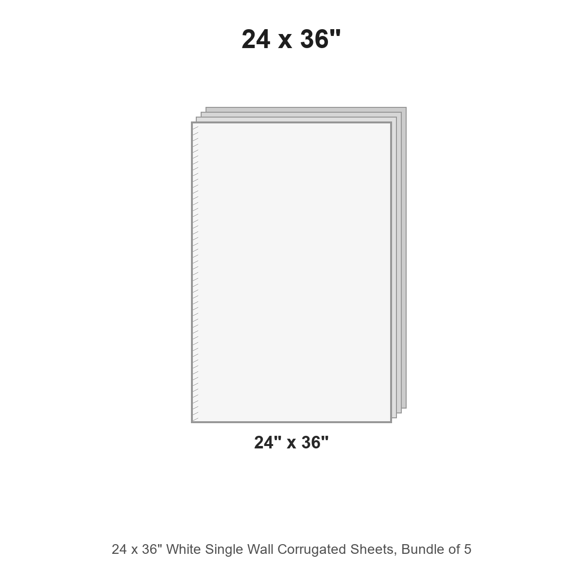 24 x 36" White Single Wall Corrugated Sheets, Bundle of 5