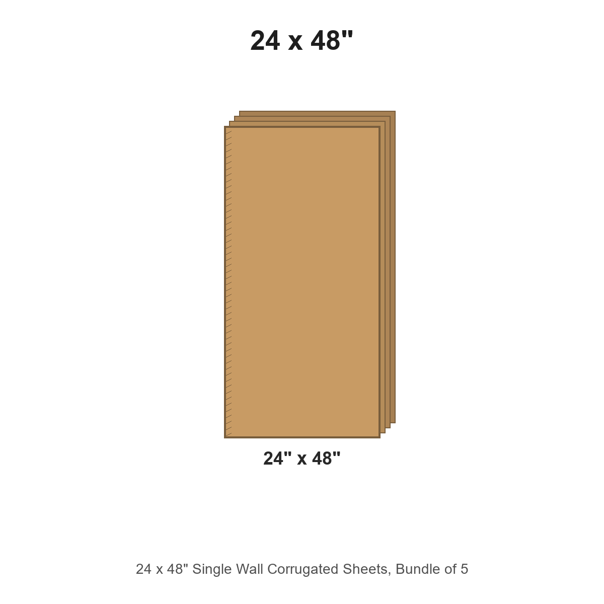 24 x 48" Single Wall Corrugated Sheets, Bundle of 5