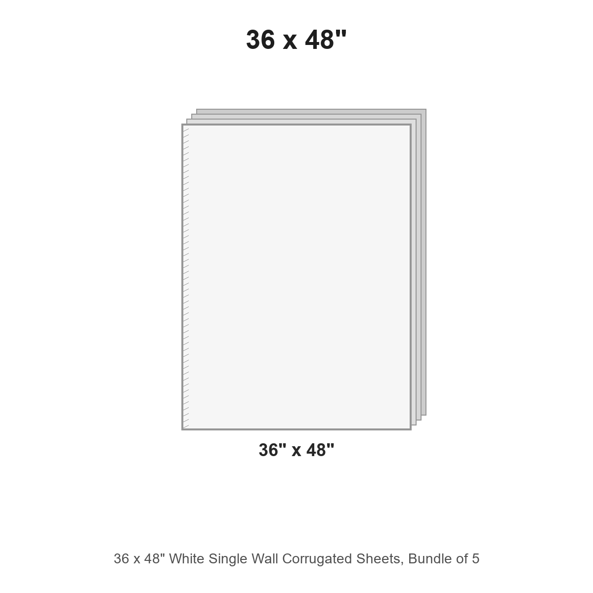 36 x 48" White Single Wall Corrugated Sheets, Bundle of 5