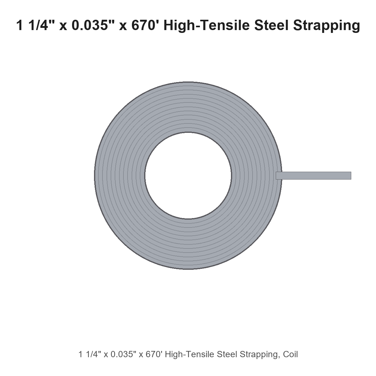 1 1/4" x 0.035" x 670' High-Tensile Steel Strapping, Coil
