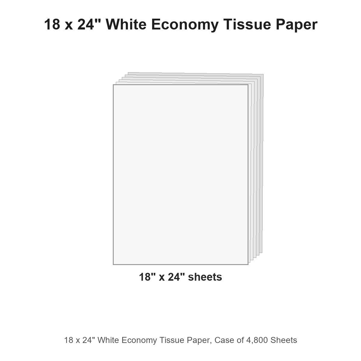 18 x 24" White Economy Tissue Paper, Case of 4,800 Sheets