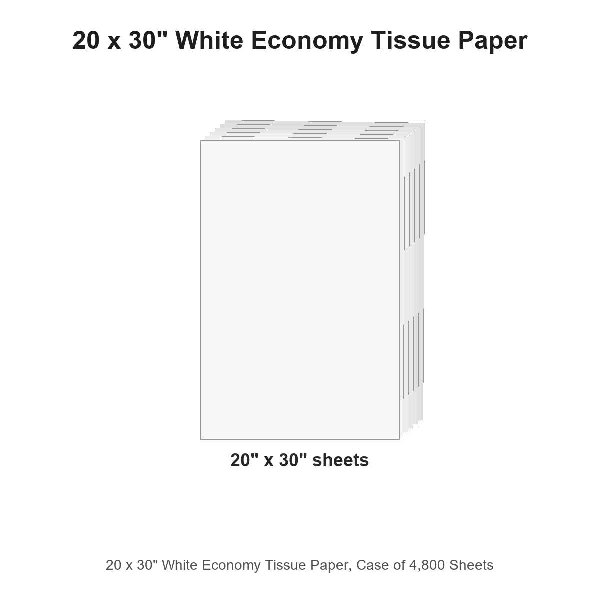 20 x 30" White Economy Tissue Paper, Case of 4,800 Sheets