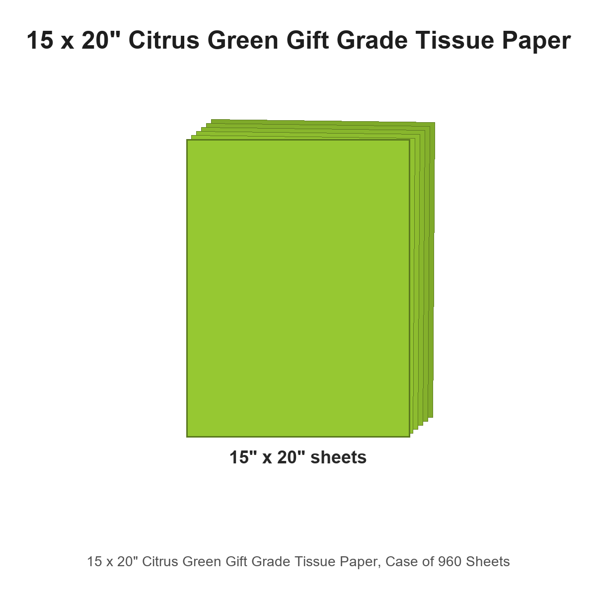 15 x 20" Citrus Green Gift Grade Tissue Paper, Case of 960 Sheets