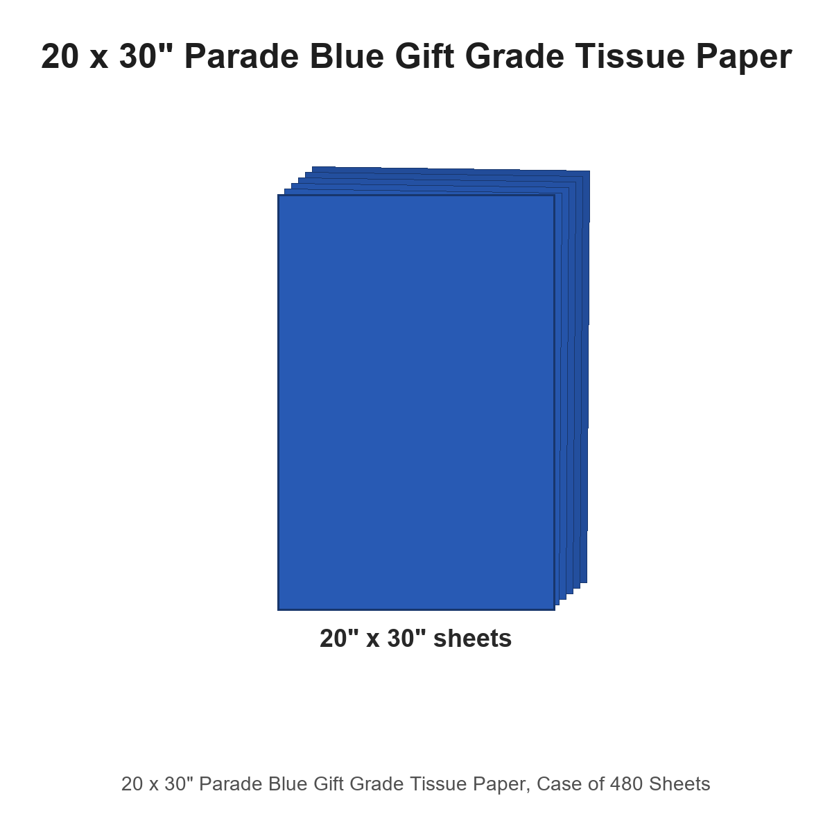 20 x 30" Parade Blue Gift Grade Tissue Paper, Case of 480 Sheets