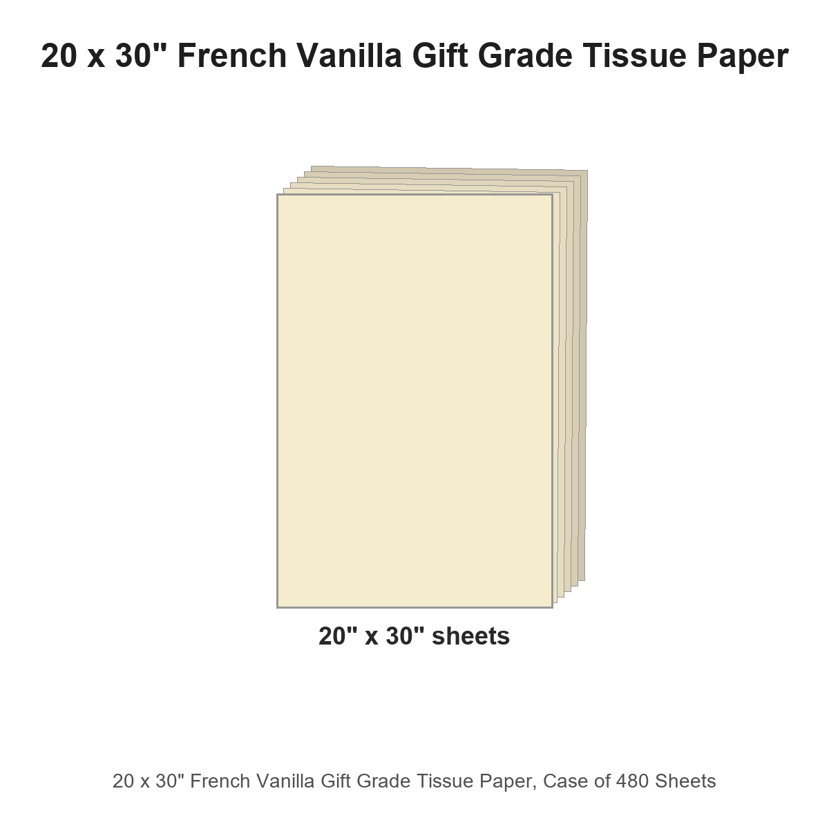 20 x 30" French Vanilla Gift Grade Tissue Paper, Case of 480 Sheets