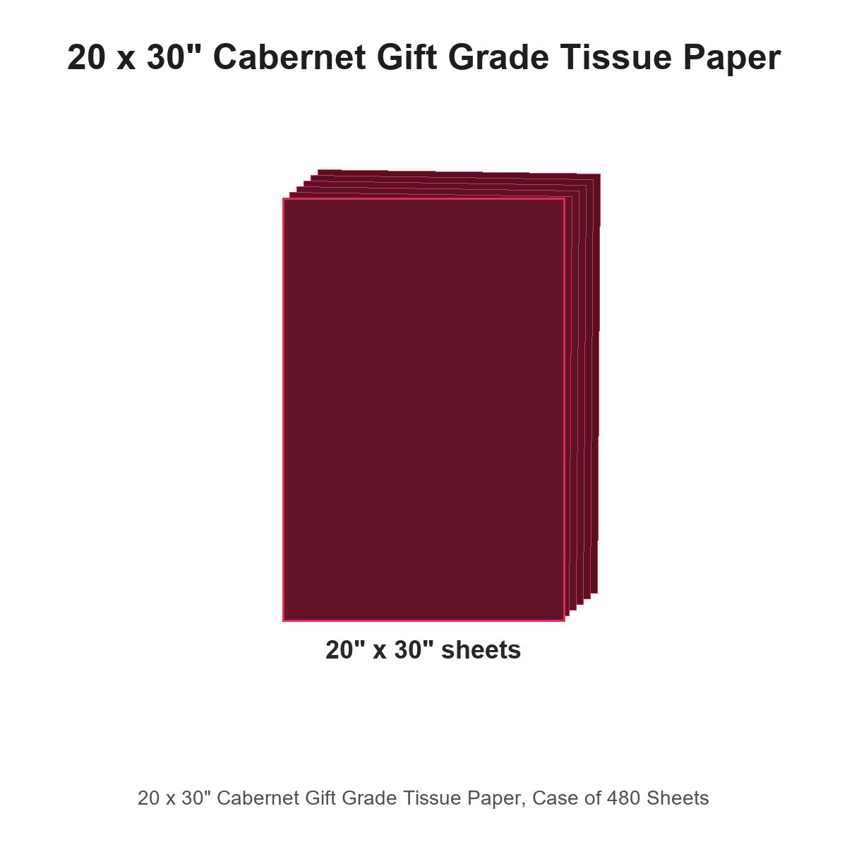 20 x 30" Cabernet Gift Grade Tissue Paper, Case of 480 Sheets
