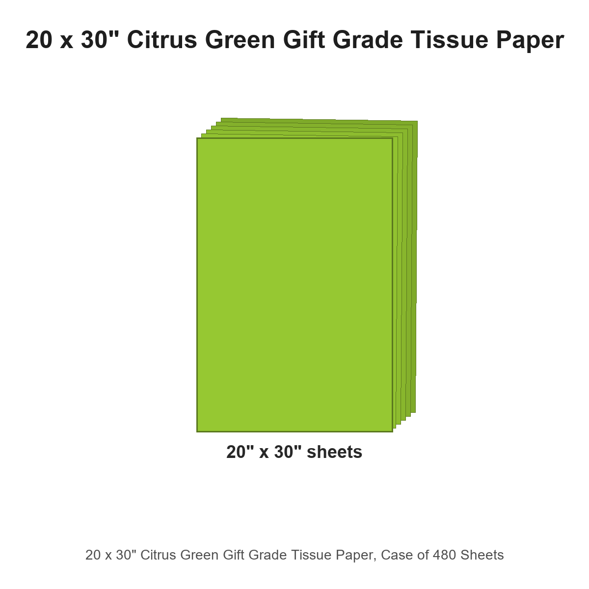 20 x 30" Citrus Green Gift Grade Tissue Paper, Case of 480 Sheets