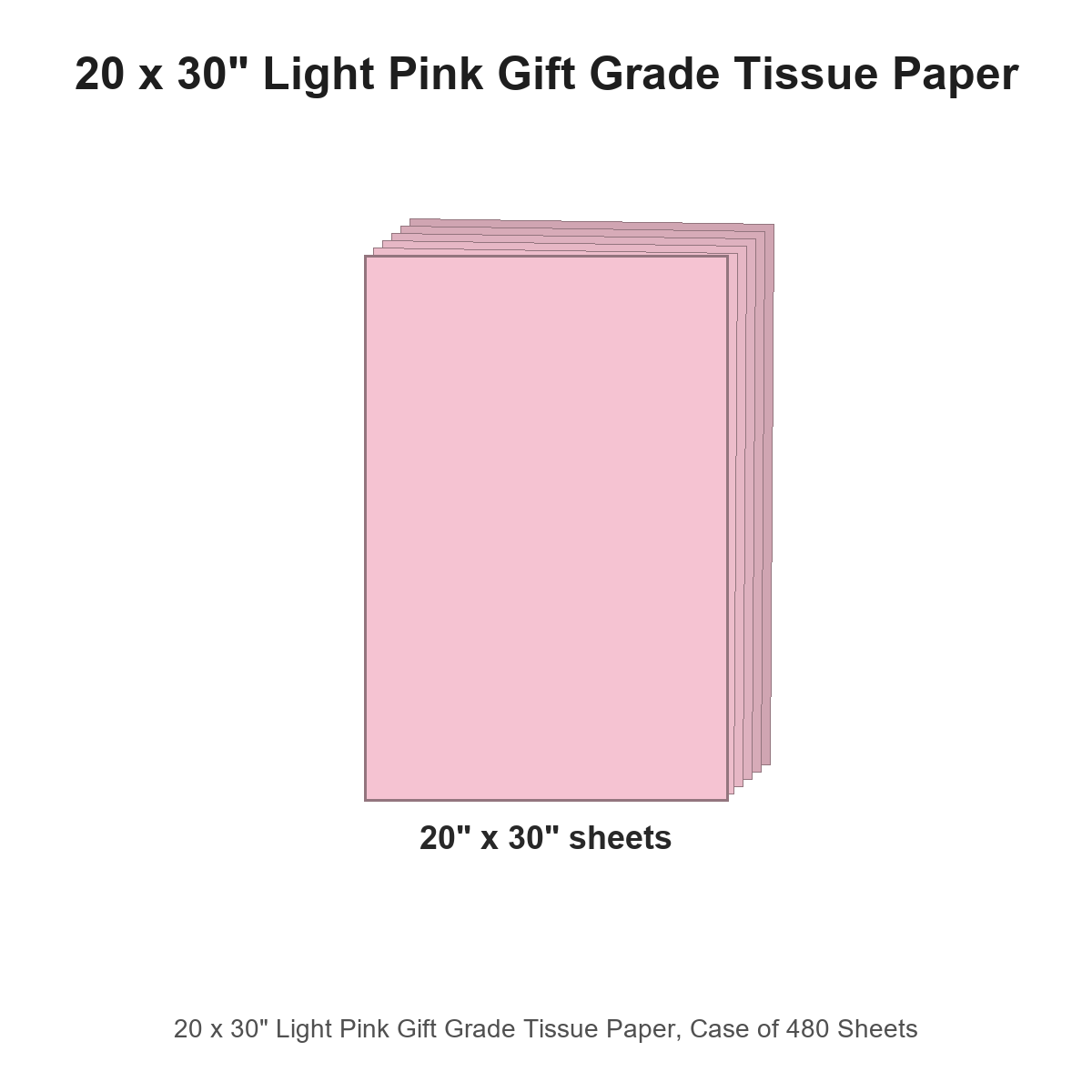 20 x 30" Light Pink Gift Grade Tissue Paper, Case of 480 Sheets