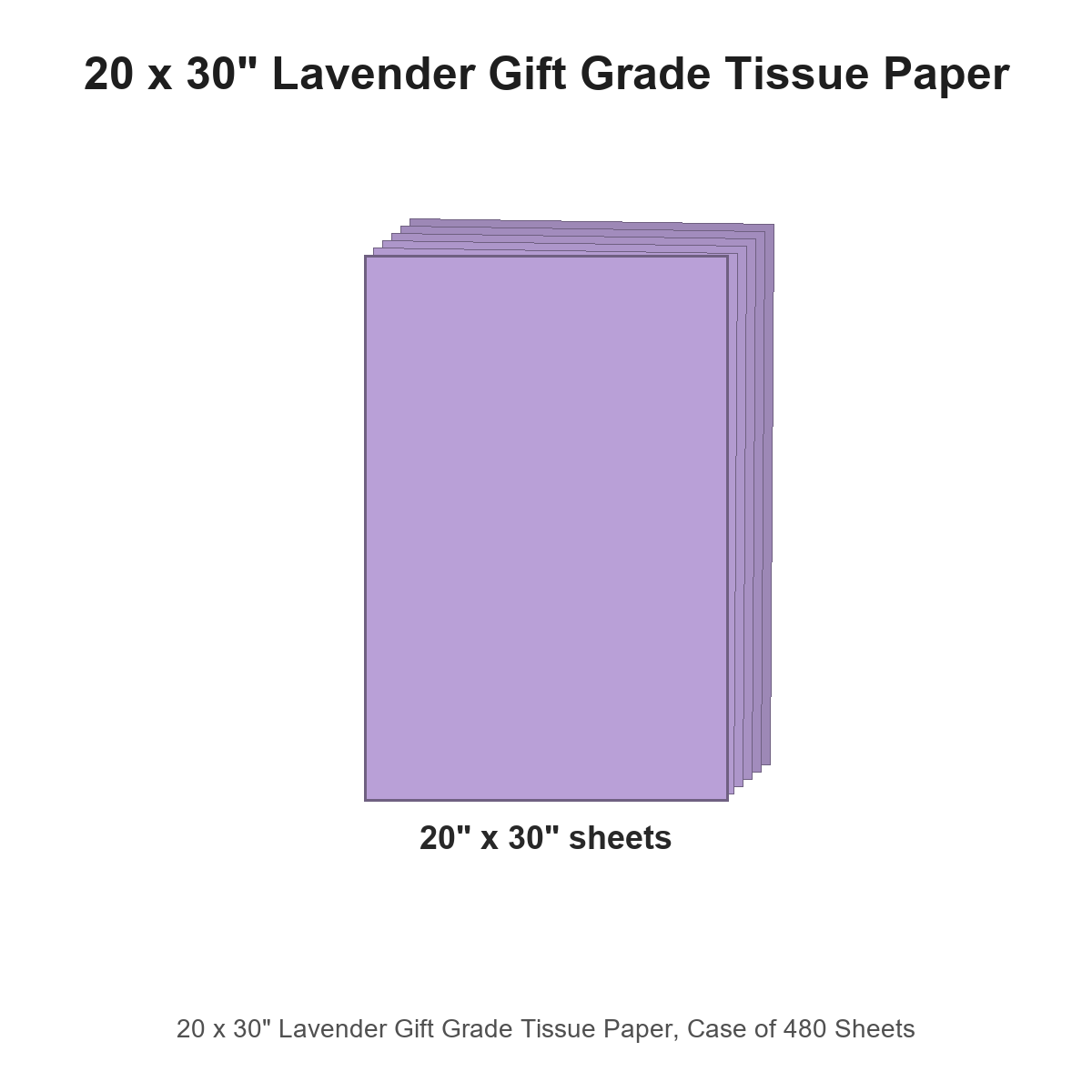 20 x 30" Lavender Gift Grade Tissue Paper, Case of 480 Sheets