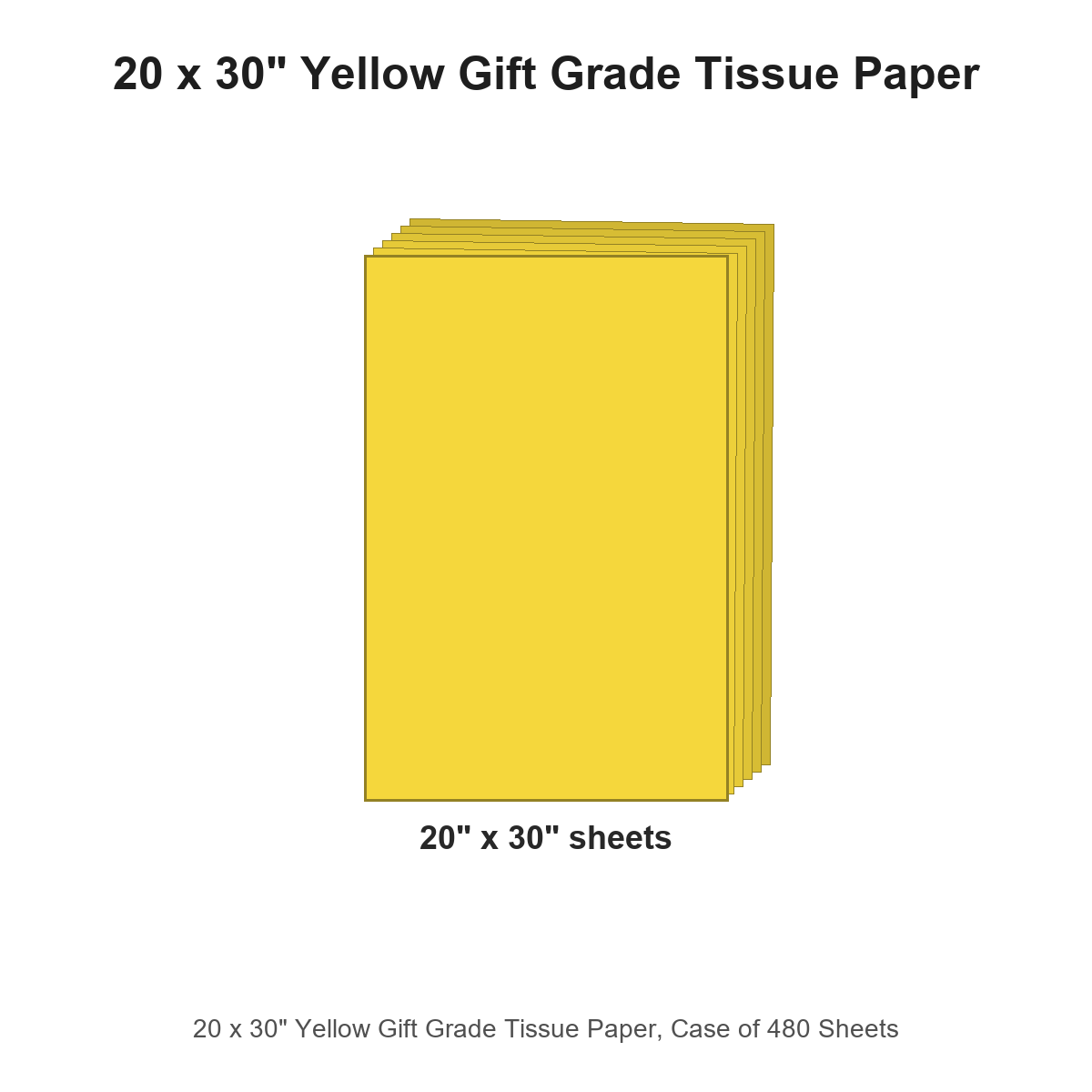 20 x 30" Yellow Gift Grade Tissue Paper, Case of 480 Sheets