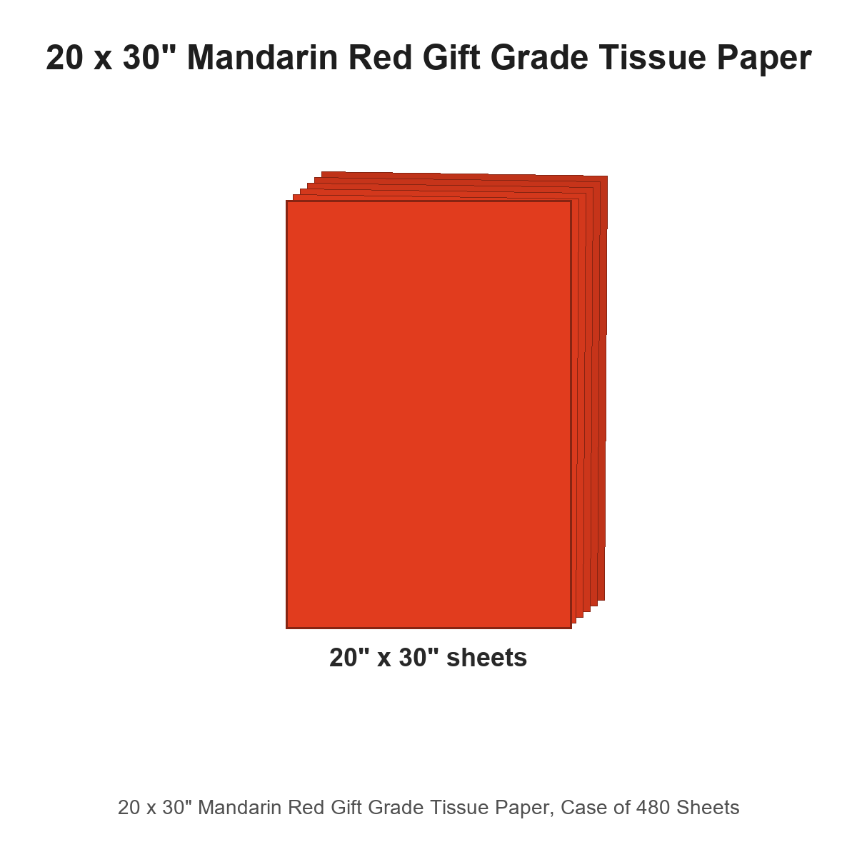 20 x 30" Mandarin Red Gift Grade Tissue Paper, Case of 480 Sheets